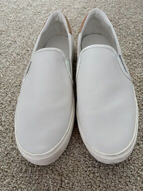 UGG White Slip-On Sneakers with Tan Heel Accent 9.5